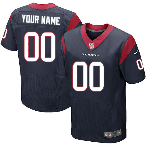 Men's Elite Nike Jersey Navy Blue Home - Customized NFL Houston Texans